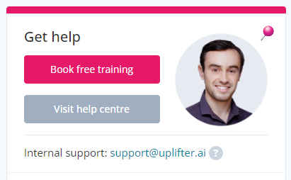 Screenshot of help box on Uplifter platform